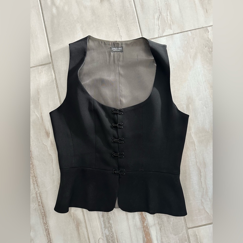 Philippe Adec Elegant Black Vest sexy vintage!